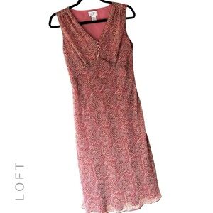 LOFT NWOT EMPIRE WAIST SLEEVELESS PAISLEY DRESS FULLY LINED | SIZE: 2